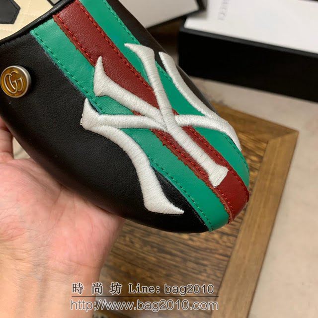 GUCCI男鞋 情侶款 古馳新品半拖鞋 電腦3D刺繡 Gucci進口牛皮拖鞋  hdnx1300